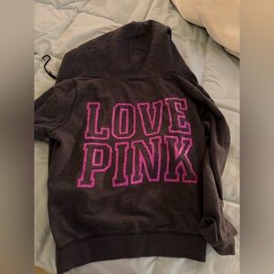 PINK Victoria's Secret Hoodie - Charcoal with Pink Accents